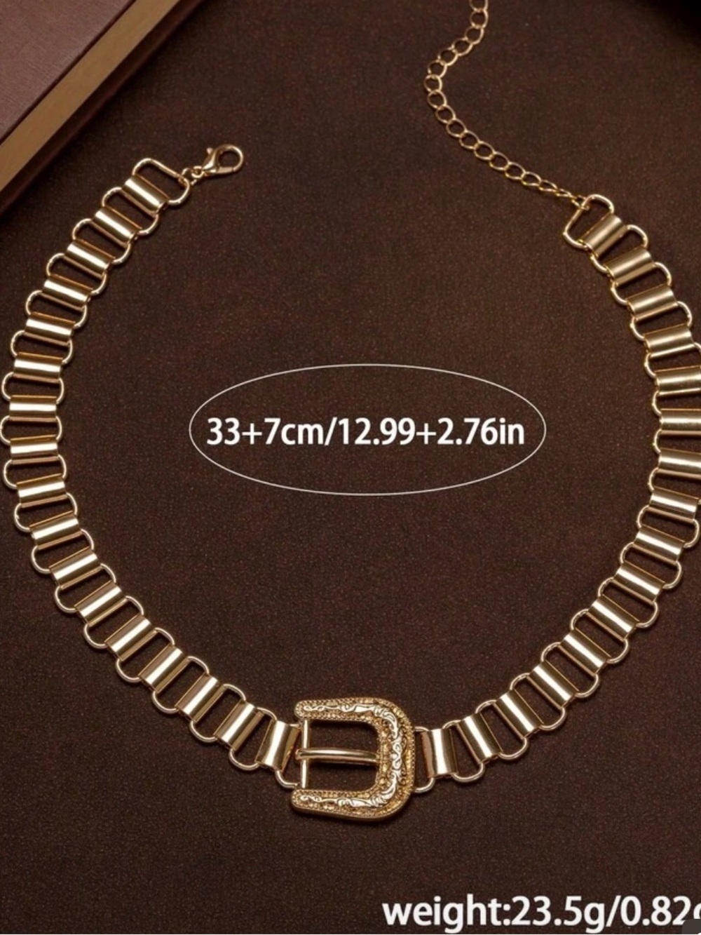 Gold Toned Buckle Choker Necklace - Picture 3 of 6